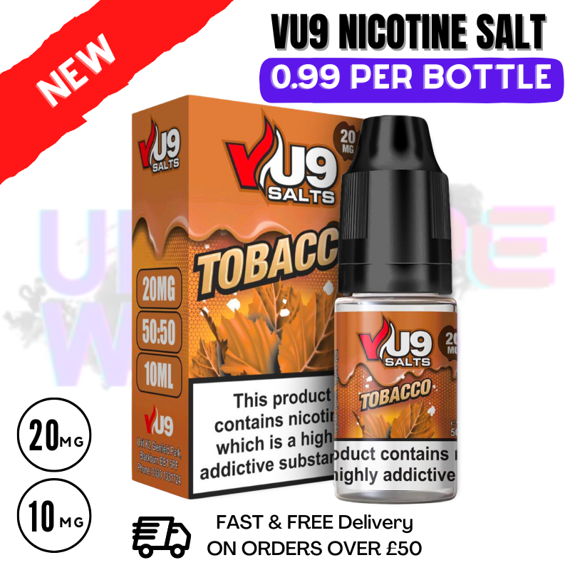 Shop Tobacco Nic Salt 10ml Nicotine E Juice by VU9 - 99p Eliquid - UK Vape World