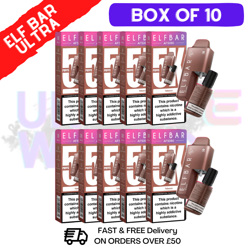 Shop Tobacco Elf Bar 5000 Puff 5K Bar BOX OF 10 - UK Vape World