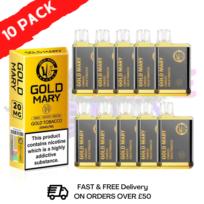 Gold-Tobacco - Gold Mary 600Puff Box of 10 - UK Vape WorldGold-Tobacco - Gold Mary 600Puff Box of 10 perfect choice for those who appreciate a classic, rich tobacco flavour - UK Vape World