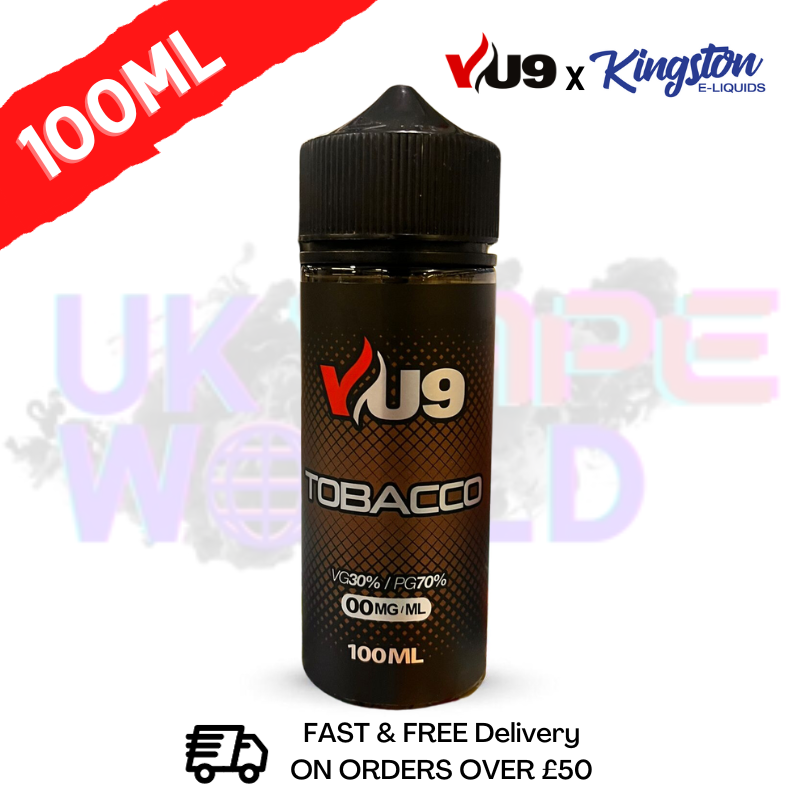 Tobacco Shortfill Juice 100ML Eliquid - VU9 x Kingston premium extracts, ideal for any tobacco enthusiast. - UK Vape World