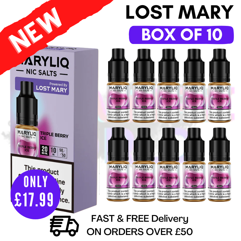 Triple Berry Ice MaryLiq Nic Salt BOX OF 10 - 17.99 Triple Berry Ice MaryLiq Nic Salt BOX OF 10 - 17.99