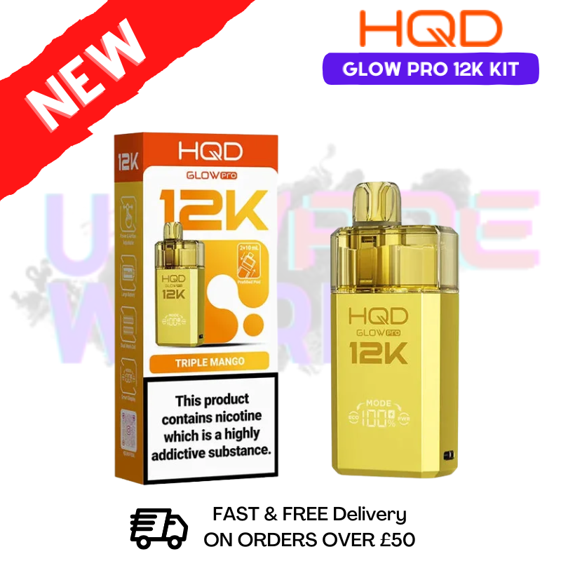 Triple Mango HQD Glow Pro 12K Puff Prefilled Pod Kit - ukvapeworld