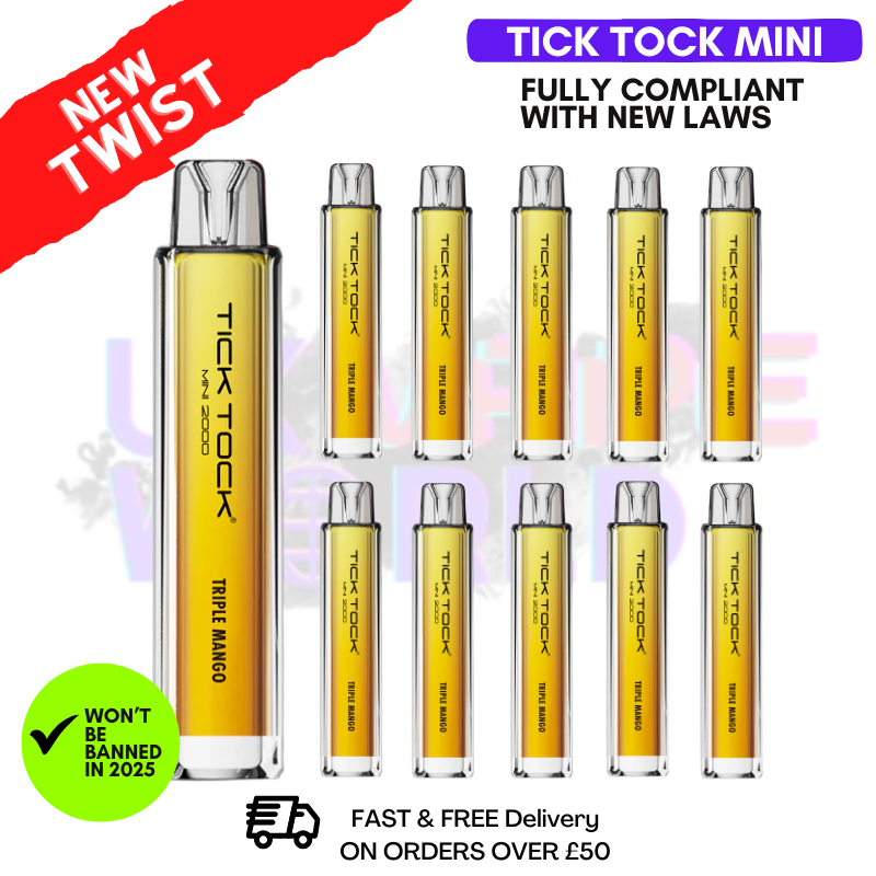Shop Triple Mango Tick Tock Mini 2000 Box Of 10 - UK Vape World