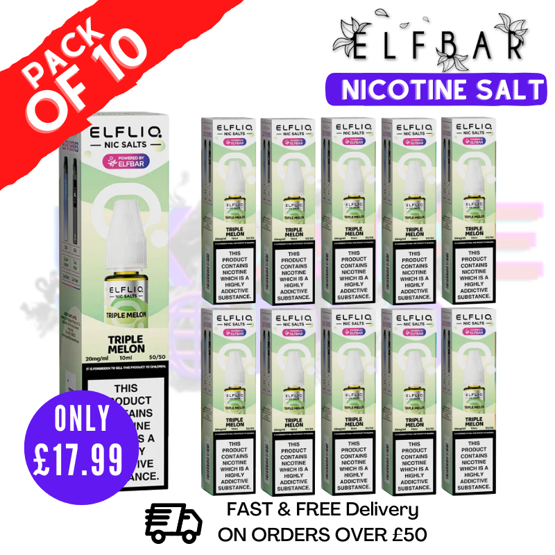 Shop Triple Melon ElfLiq Nic Salt BOX OF 10 - ONLY £17.99 - UK Vape World