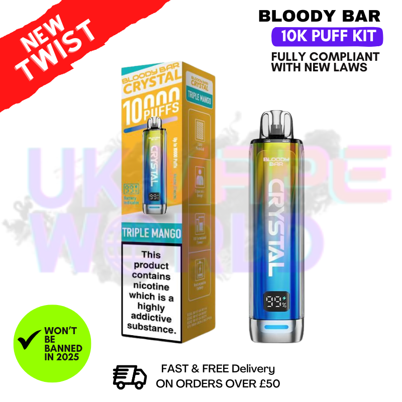 Shop Bloody Bar Crystal Triple Mango 10K Puff Pod Kit - UK Vape World