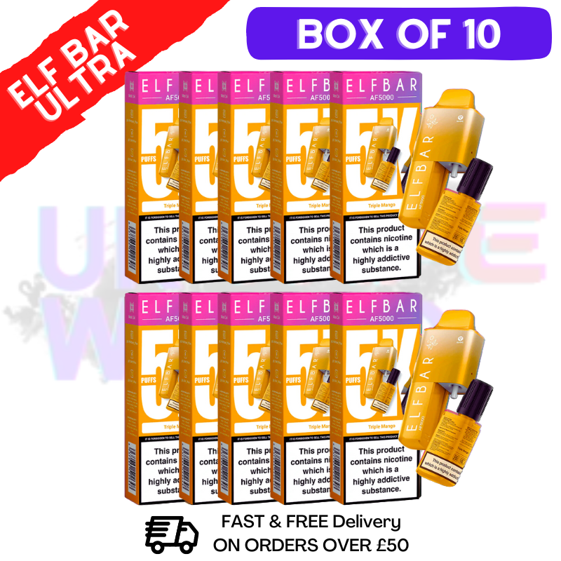 Shop Triple Mango Elf Bar 5000 Puff 5K Bar BOX OF 10 - UK Vape World