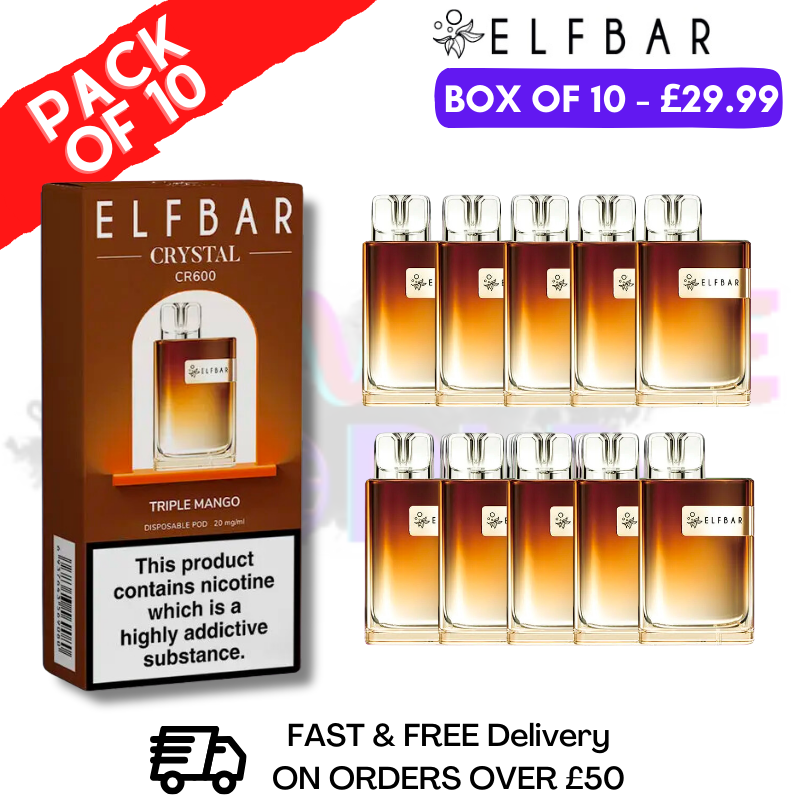 Shop Elf Bar Crystal 600puff - Triple Mango Box of 10 - UK Vape World