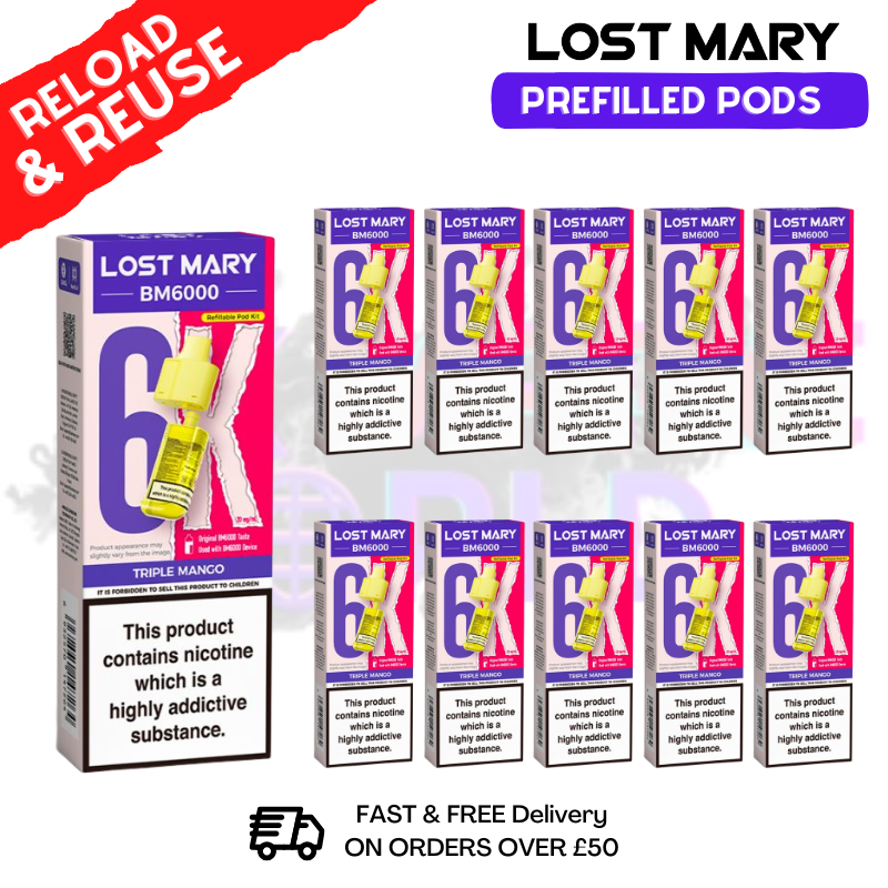 Triple Mango Lost Mary BM6000 Replacement Pods BOX OF 10 Triple Mango Lost Mary BM6000 Replacement Pods BOX OF 10