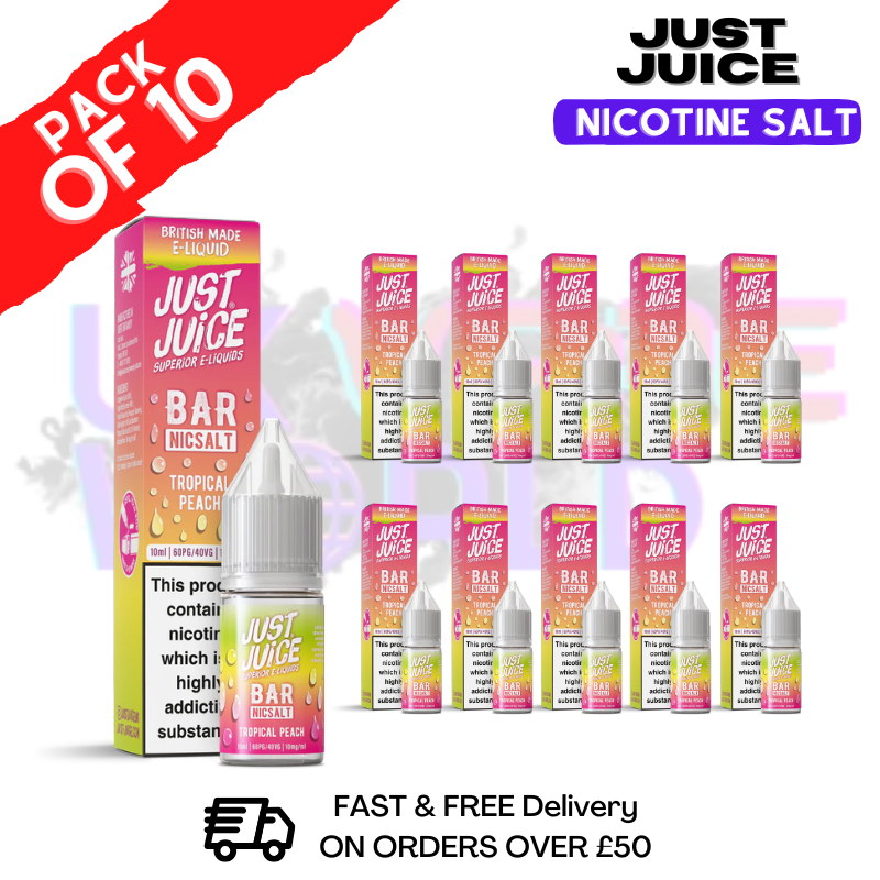 Tropical Peach Just Juice Nic Salt Box Of 10 - ONLY £17.99