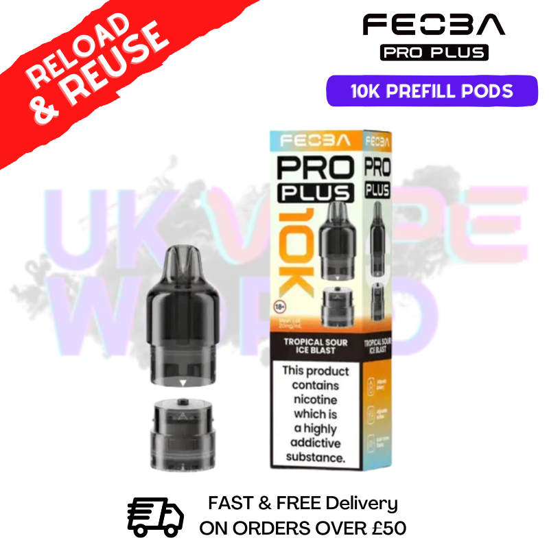 Tropical Sour Ice Blast Feoba Pro Plus 10K Refil Pods - Only £5.85 - ukvapeworld