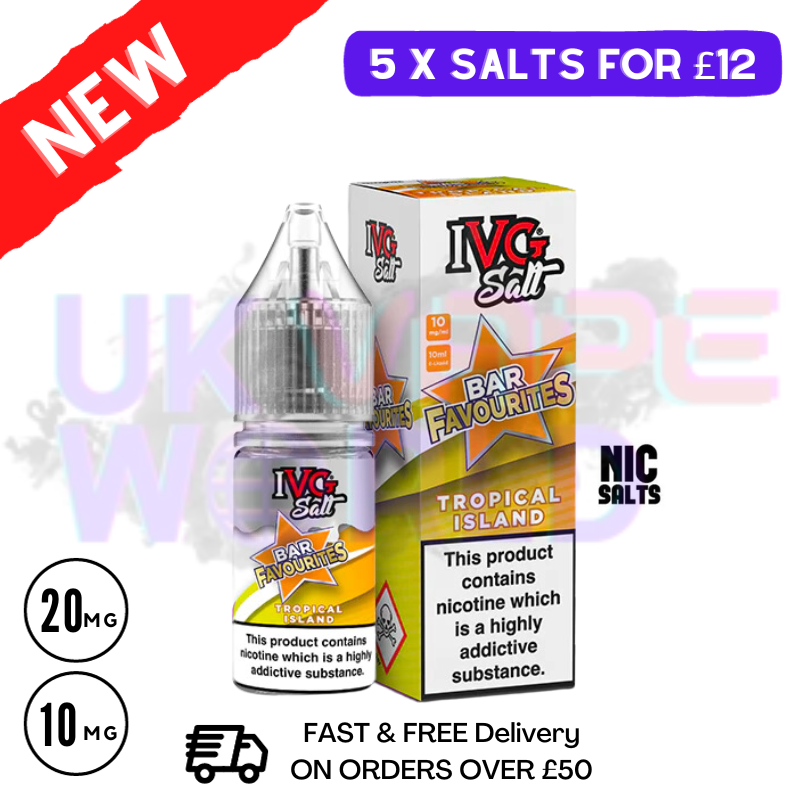 Tropical ISLAND IVG "Bar Favourites" Salt 10ml Nic Eliquid - UK Vape World