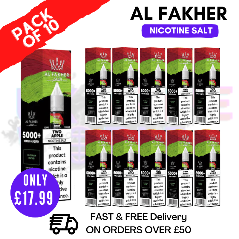 Shop Two Apple Al Fakher 5000+ Nic Salt BOX OF 10 - UK Vape World