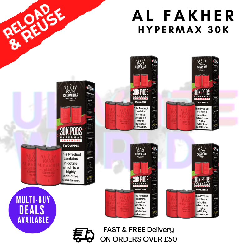 Two Apple AL Fakher 30K Box Of 5 Replacement Pods