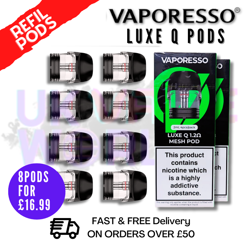 Vaporesso Luxe Q & Qs replacement pods (2 x Pack Of 4)