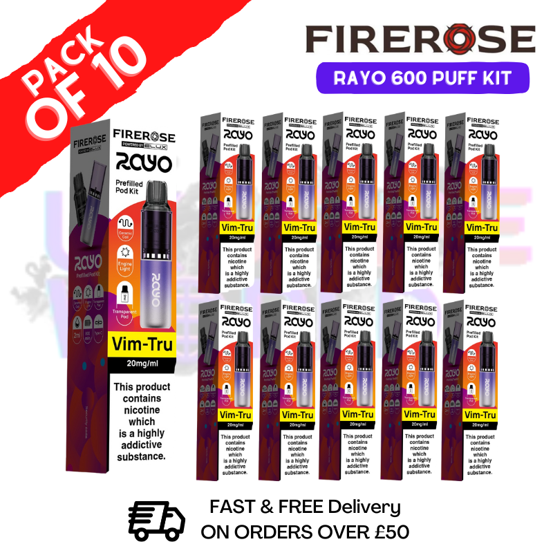 Vim-Tru Firerose 600 Puff Vape Kits Box of 10 - ukvapeworld