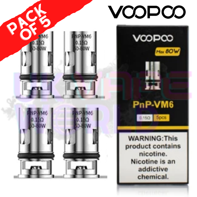 VOOPOO PnP-VM6 Mesh Heads 0,15 Ohm – 5 Stück, Für Subohm Dampfen