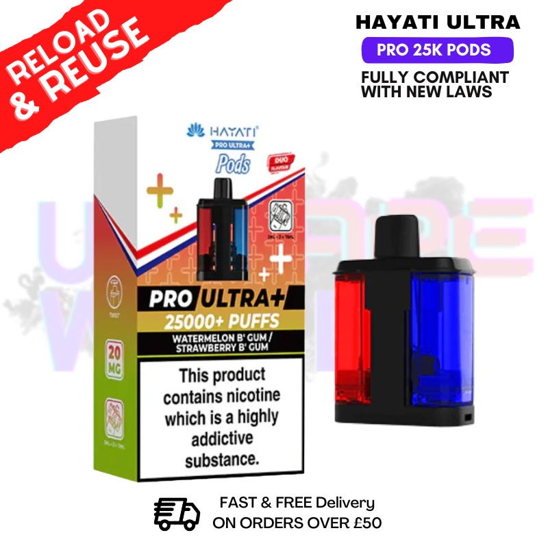 Watermelon Bubblegum Hayati 25K REFIL Pack Replacement Pods - ukvapeworld