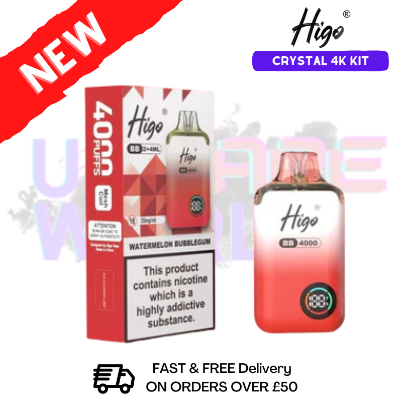 Watermelon Bubblegum Crystal Higo 4000 Puff Prefilled Pod Kit - £9.95 - ukvapeworld