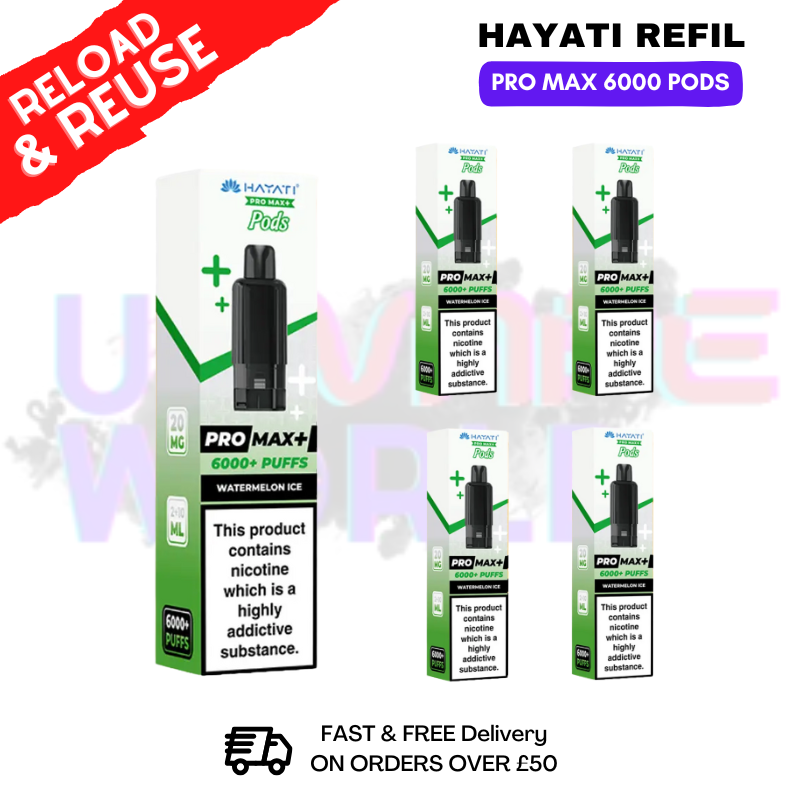 shop Watermelon ICE Hayati ProMax 6K Replacement Pods Box Of 5 - ukvapeworld