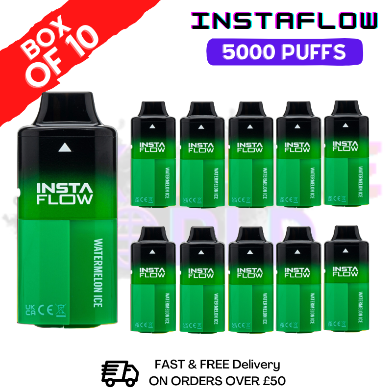 Shop Watermelon ICE Instaflow 5000 5K Disposable Box Of 10 - UK Vape World
