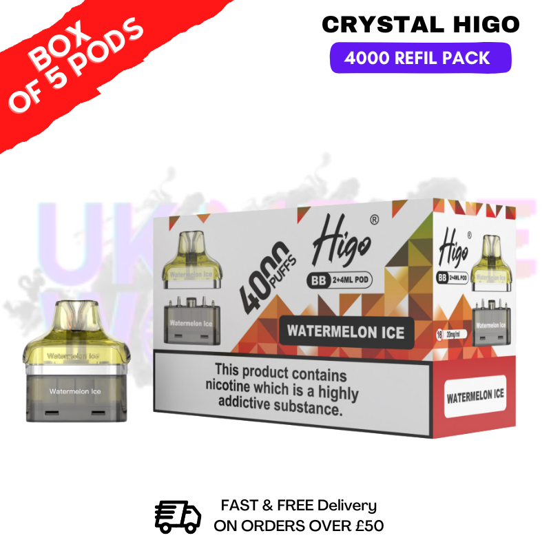 shop Watermelon ICE Crystal Higo 4000 REFIL Pods BOX OF 5 - ukvapeworld