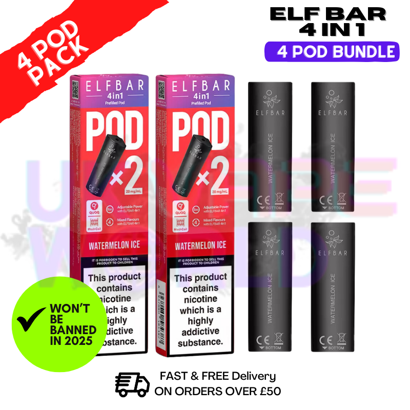 Elf Bar 4 in 1 Replacement Pods Watermelon ICE | 2% Elf Bar 4 in 1 Replacement Pods Watermelon ICE | 2%
