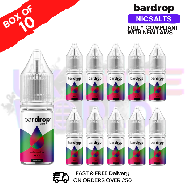 Watermelon Ice Bar Drop Nic Salt Box Of 10 - ukvapeworld