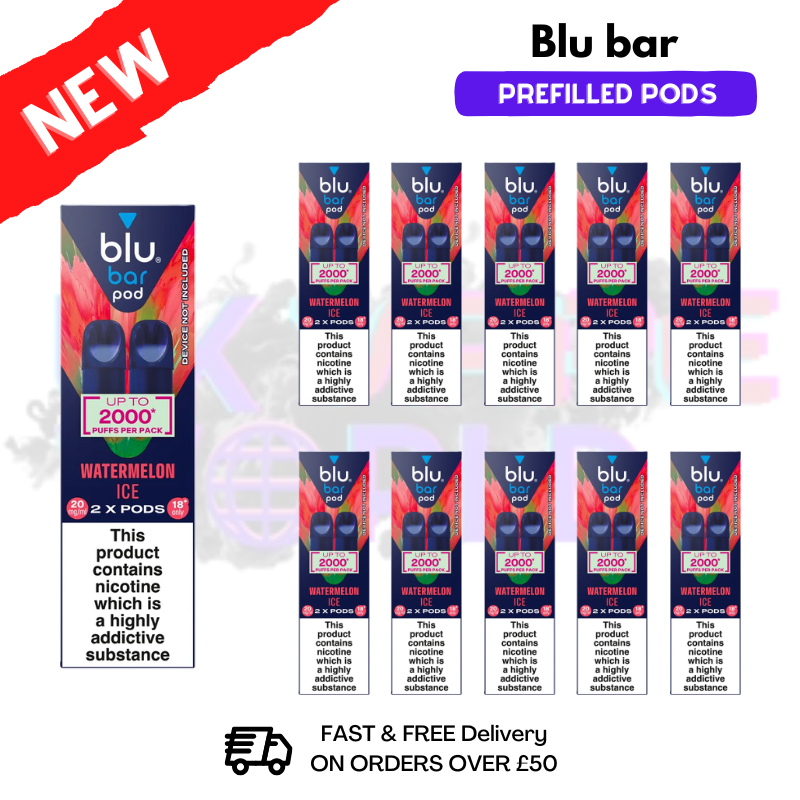 Watermelon Ice Blu Bar Prefilled Pods Box Of 10 - UK Vapeworld