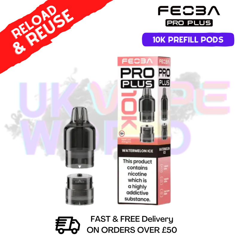 Watermelon Ice Feoba Pro Plus 10K Refil Pods - Only £5.85 - ukvapeworld