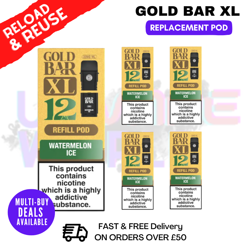 Watermelon Ice Gold Bar XL REFIL Pods Box Of 5 - ukvapeworld