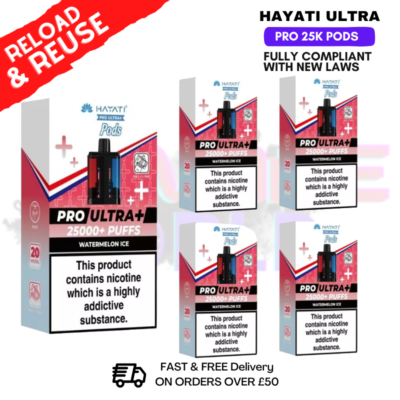 Hayati 25K Watermelon Ice Replacement Pods Box Of 5 - UKVAPEWORLD
