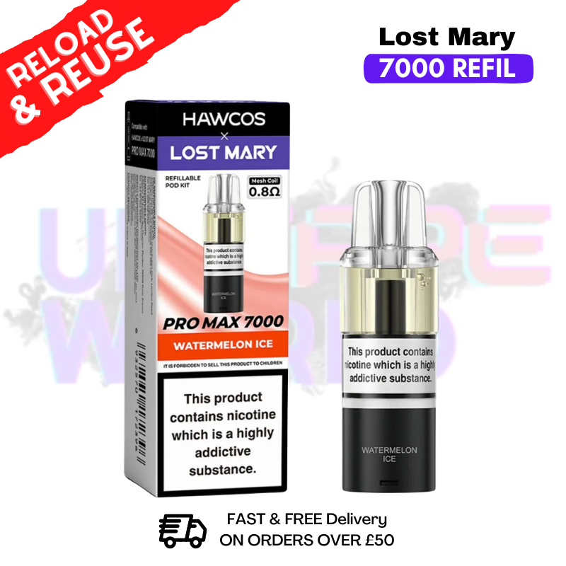 Watermelon Ice Lost Mary 7K 7000 Puff Replacement Pods - ukvapeworld