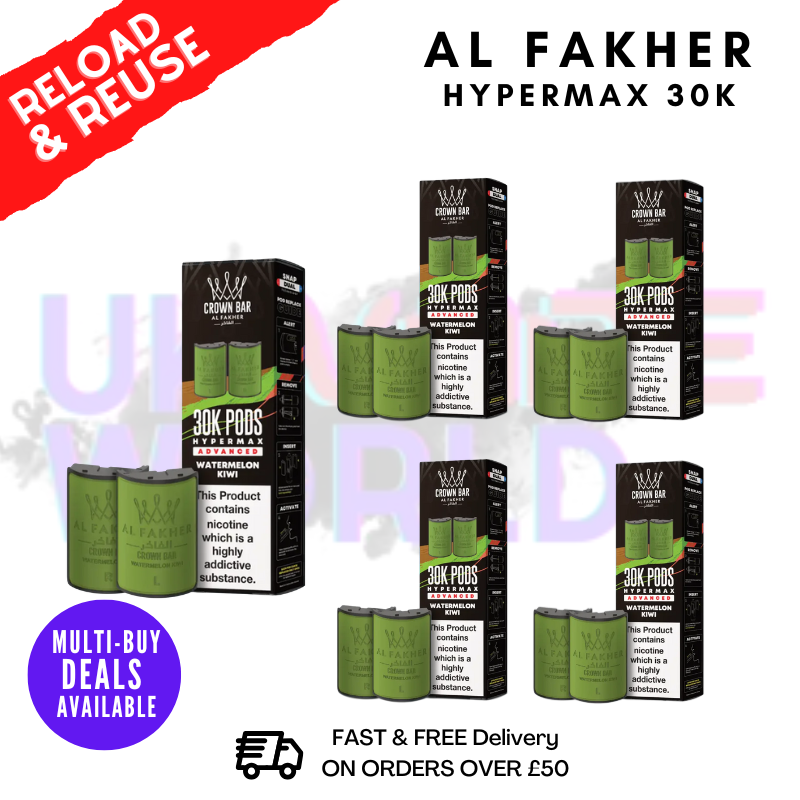 Watermelon Kiwi AL Fakher 30K Box Of 5 Replacement Pods - ukvapeworld