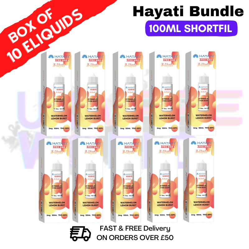 Watermelon Lemon Burst Hayati 100ML Box Of 10 + Free NicShots