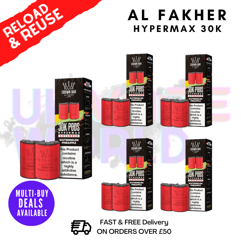 Watermelon Pineapple AL Fakher 30K Box Of 5 Replacement Pods - ukvapeworld