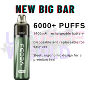 Features Of Watermelon Raspberry Feoba Pro 6000 6K Puff Pod Kit