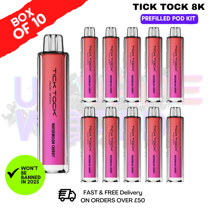 Watermelon Cherry Tick Tock Magic 8000 8K Box Of 10