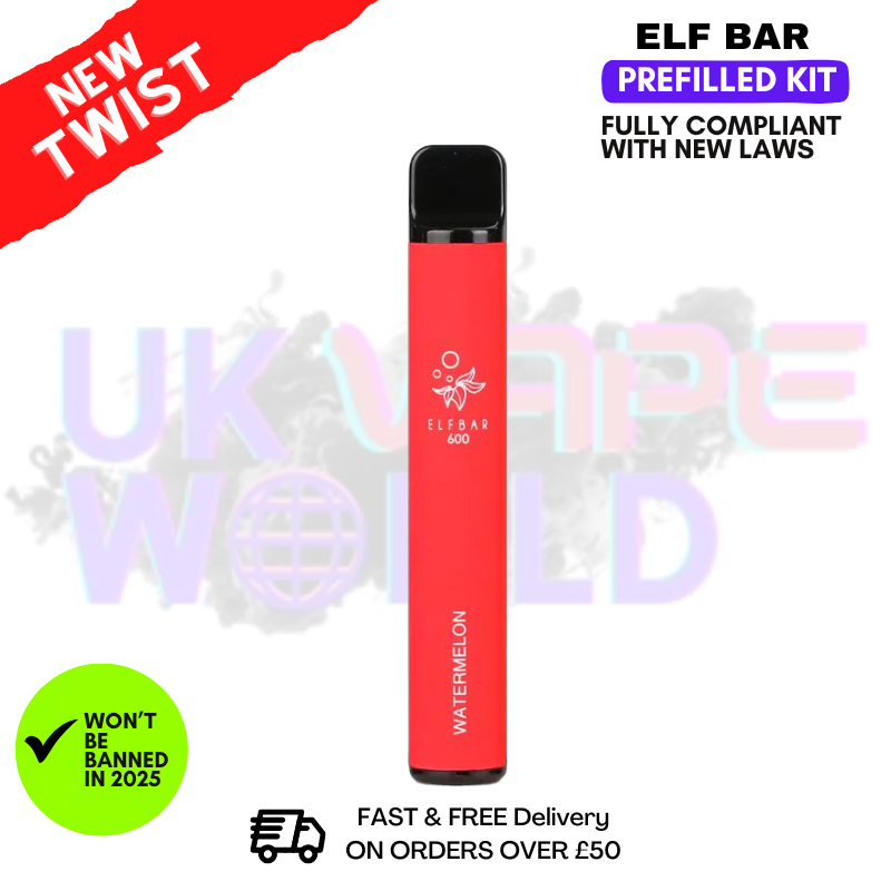 Shop Watermelon Elf Bar EB600 Prefilled Pod Kit - UK Vape World