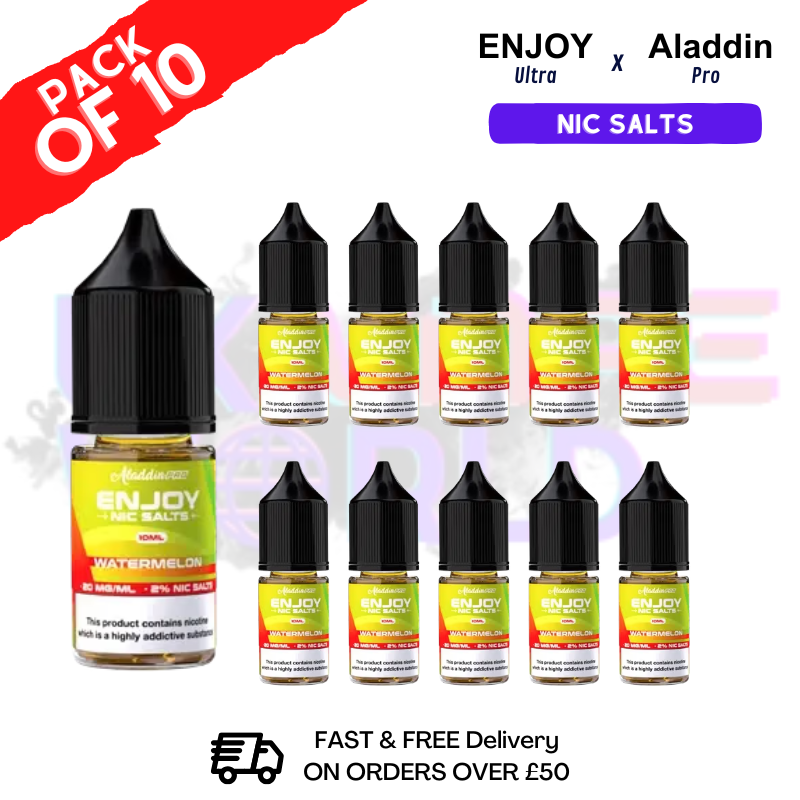 Shop Watermelon Enjoy Ultra X ALLADIN Nic Salt Box Of 10 - UK Vape World