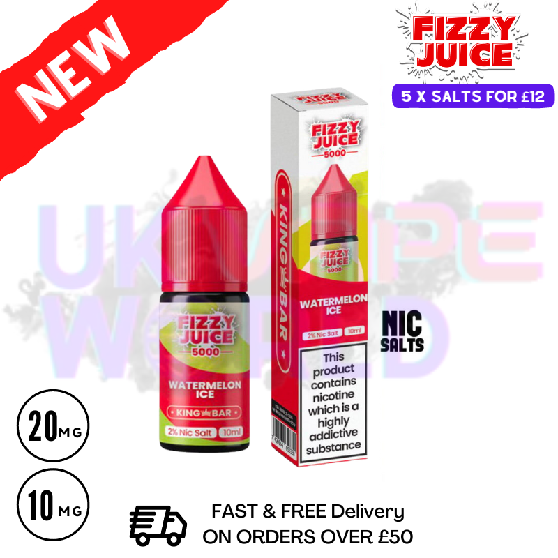 lower nicotine disposable vapes Fizzy Juice 5000 Nic Salt Watermelon ICE 10ML E-liquid