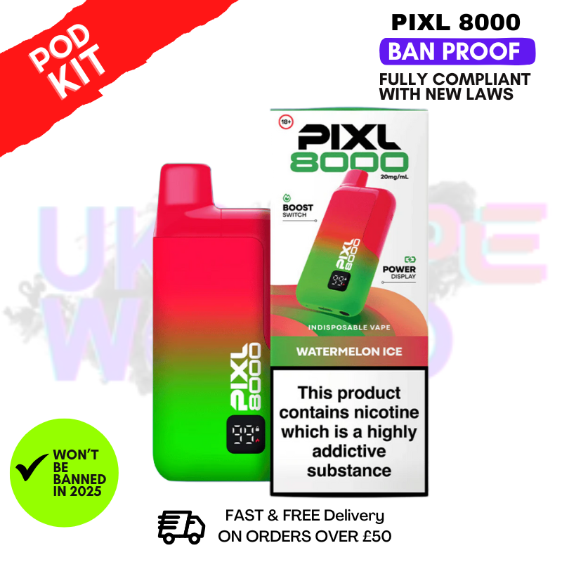 Watermelon ICE Pixl 8000 Puff Pod Kit - ukvapeworld