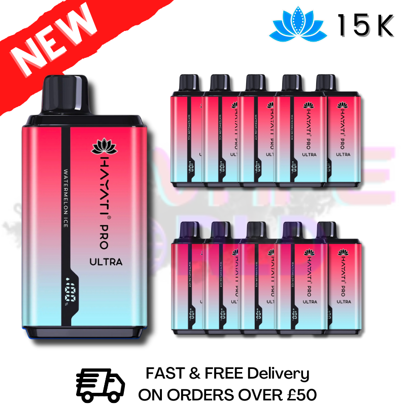 Shop Watermelon ICE Hayati Ultra Pro 15000 Puff 15K Box Of 10 - UK Vape World