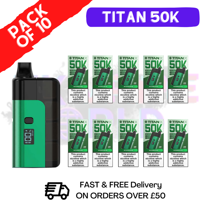 Watermelon Ice Titan X 50000 Puff Pod Kit Box Of 10 - ukvapeworld