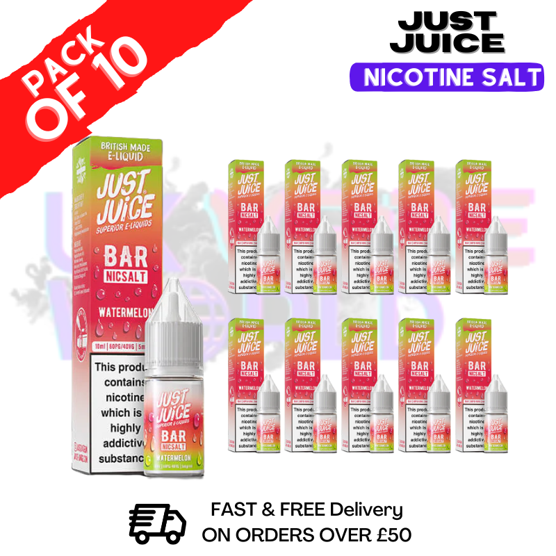 Watermelon Just Juice Nic Salt Box Of 10 - ONLY £17.99 - ukvapeworld