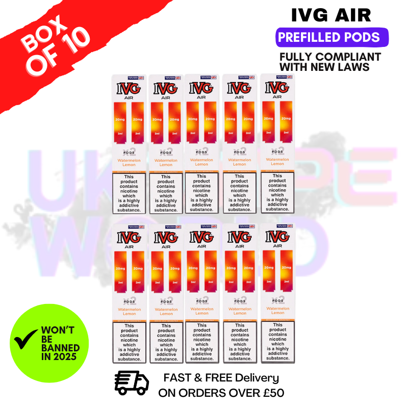 Shop Watermelon Lemon IVG AIR Prefilled Pod Box Of 10 - UK Vape World