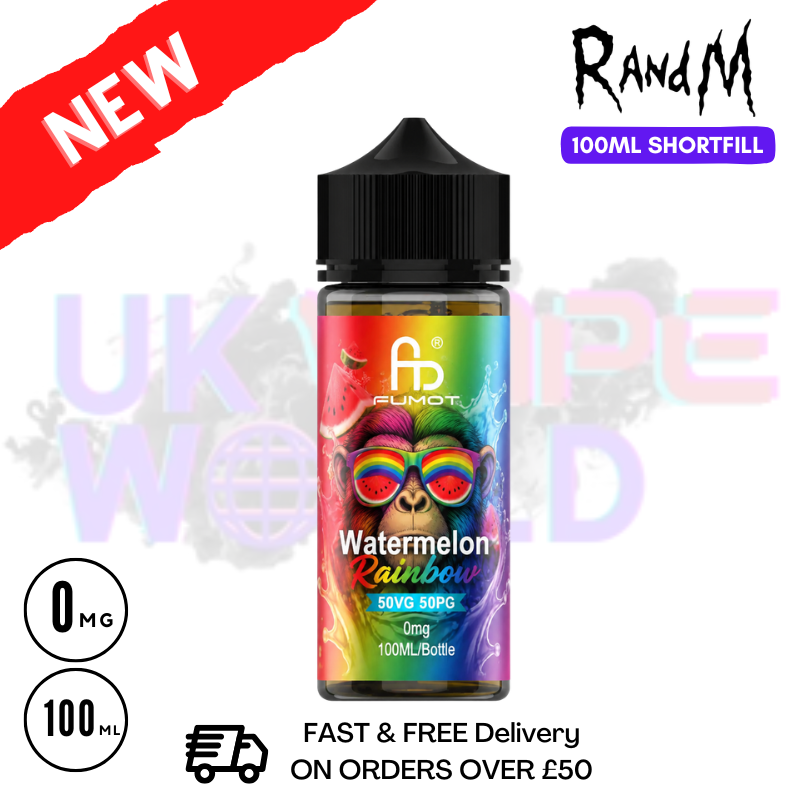 Watermelon Rainbow RandM 100ML Fumot Shortfill Eliquid - UK Vapeworld