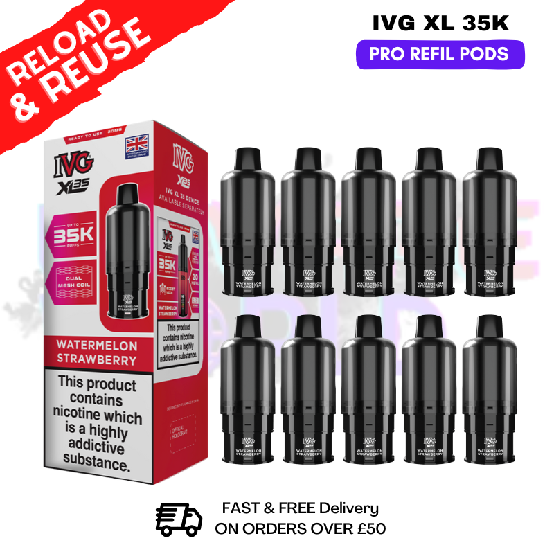 Shop Watermelon Strawberry IVG XL 35K Replacement Pods Box Of 10 - UK Vape World