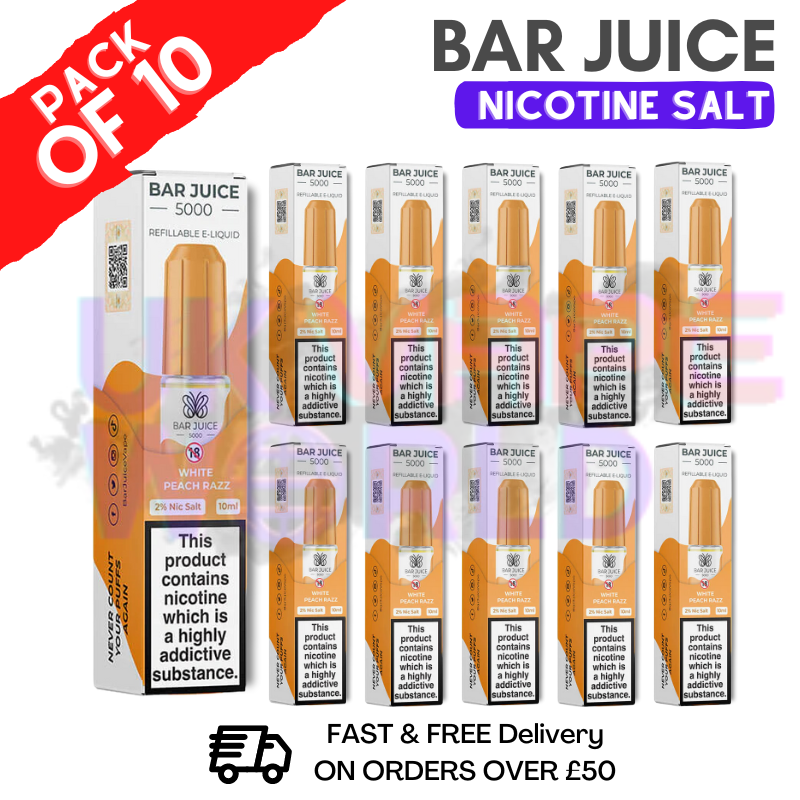 Shop White Peach Razz Bar Juice 5000 Nic Salt | Box of 10 | ONLY £15.99 - UK Vape World