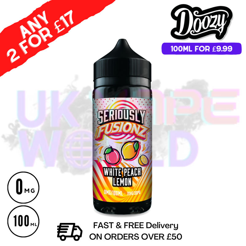 White Peach Lemon Doozy eJuice Shortfill 100ML Eliquid - UK Vape World