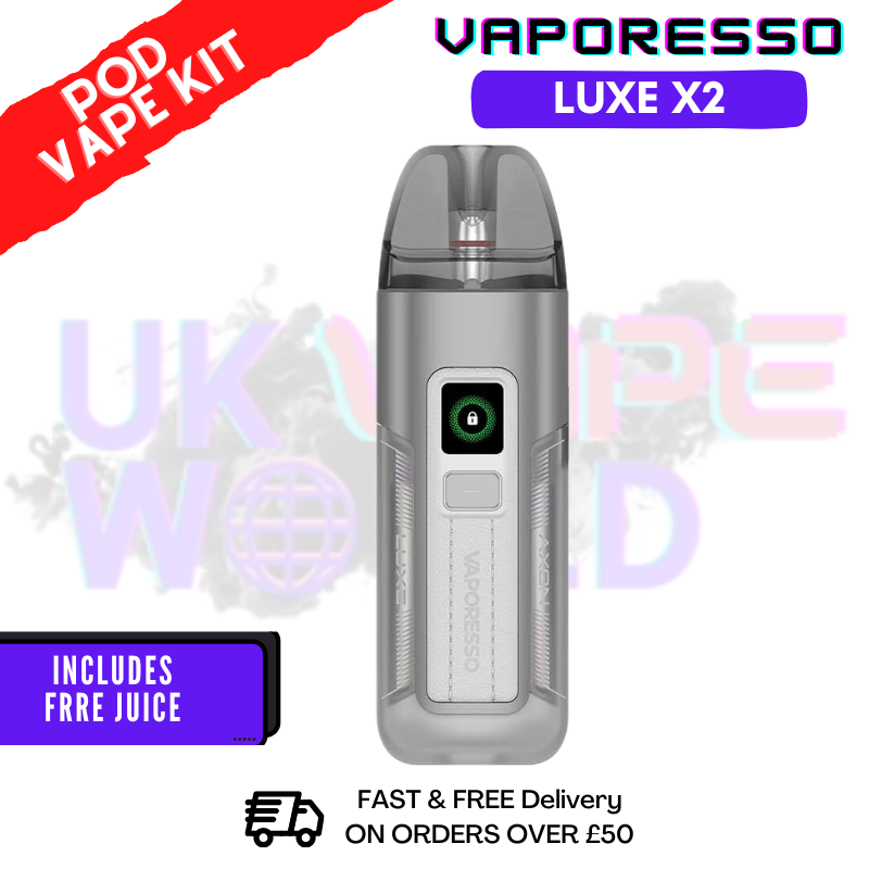 White Silver Vaporesso Luxe X2 Kit + Free 100ML